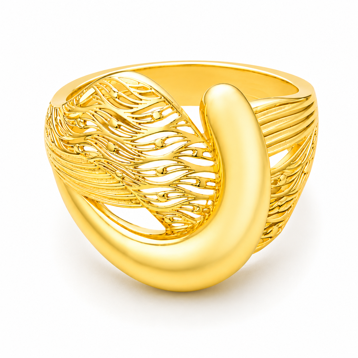 Gold Classic Design Ring 21KT - FKJRN21KM12166