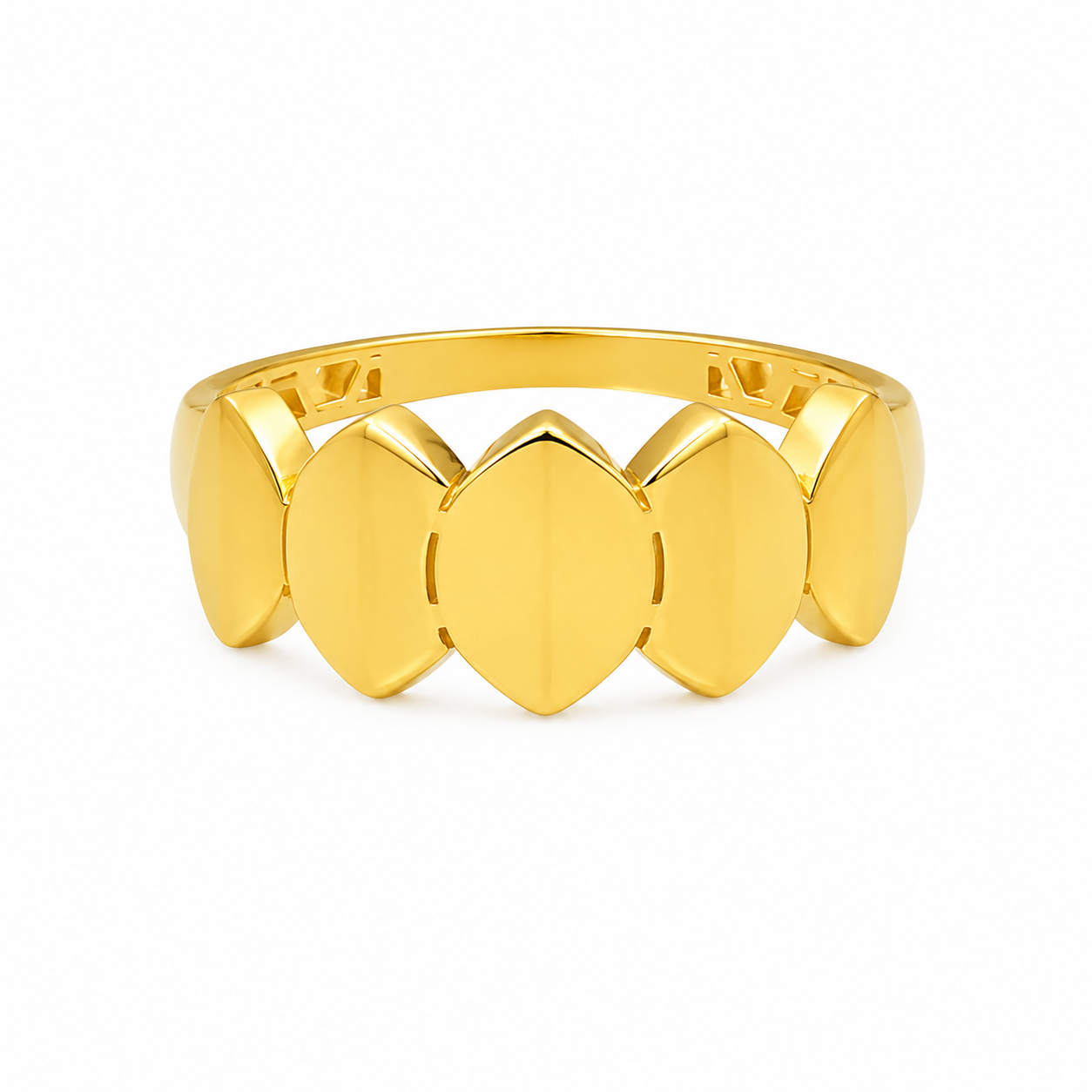 Gold Contemporary Navette-Shaped Ring 21KT - FKJRN21KM12223