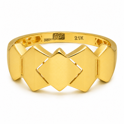 Gold Contemporary Bold Design Ring 21KT - FKJRN21KM12224
