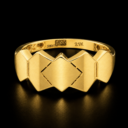 Gold Contemporary Bold Design Ring 21KT - FKJRN21KM12224