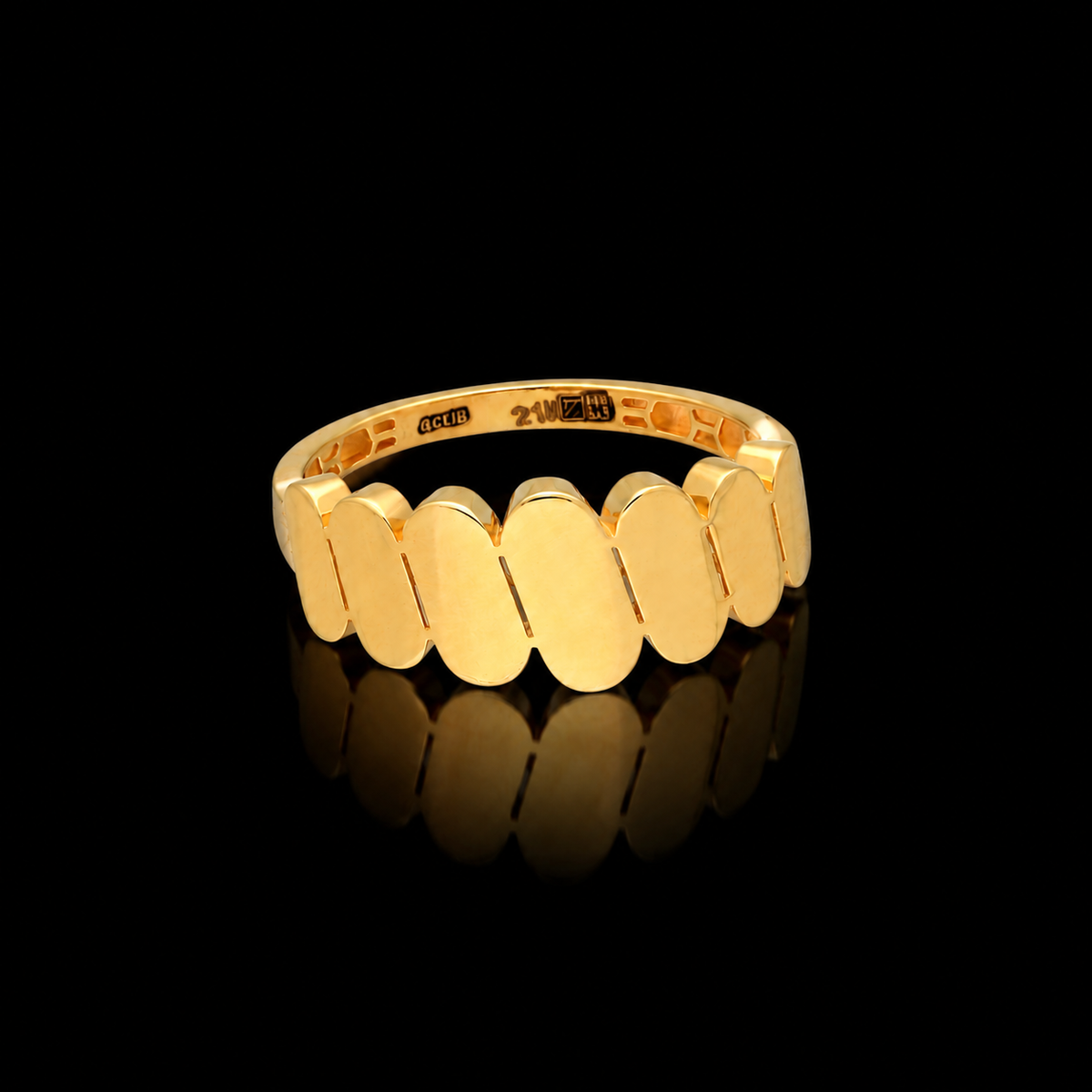 Gold Contemporary Bold Design Ring 21KT - FKJRN21KM12225