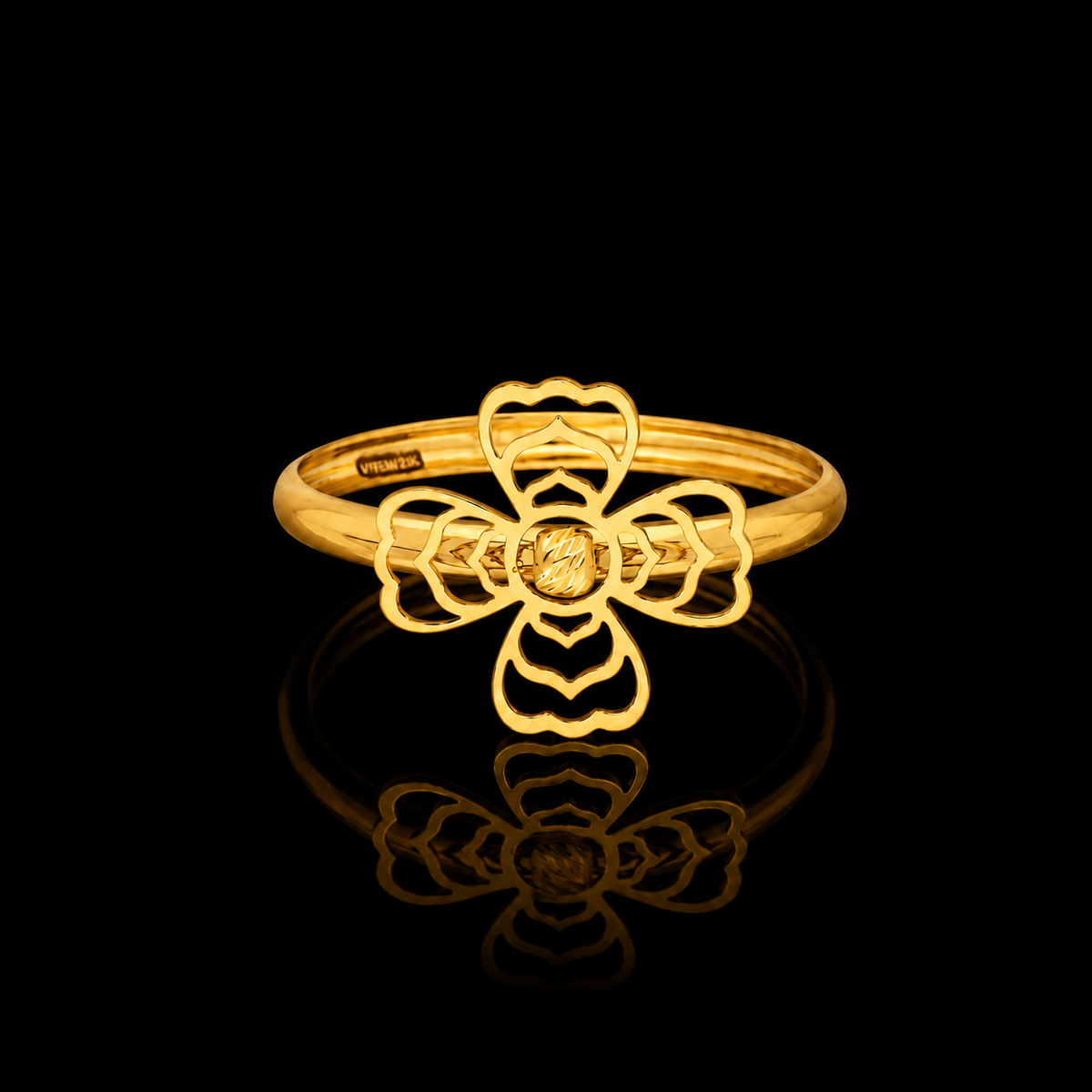Gold Flower Design Ring 21KT - FKJRN21KM12226