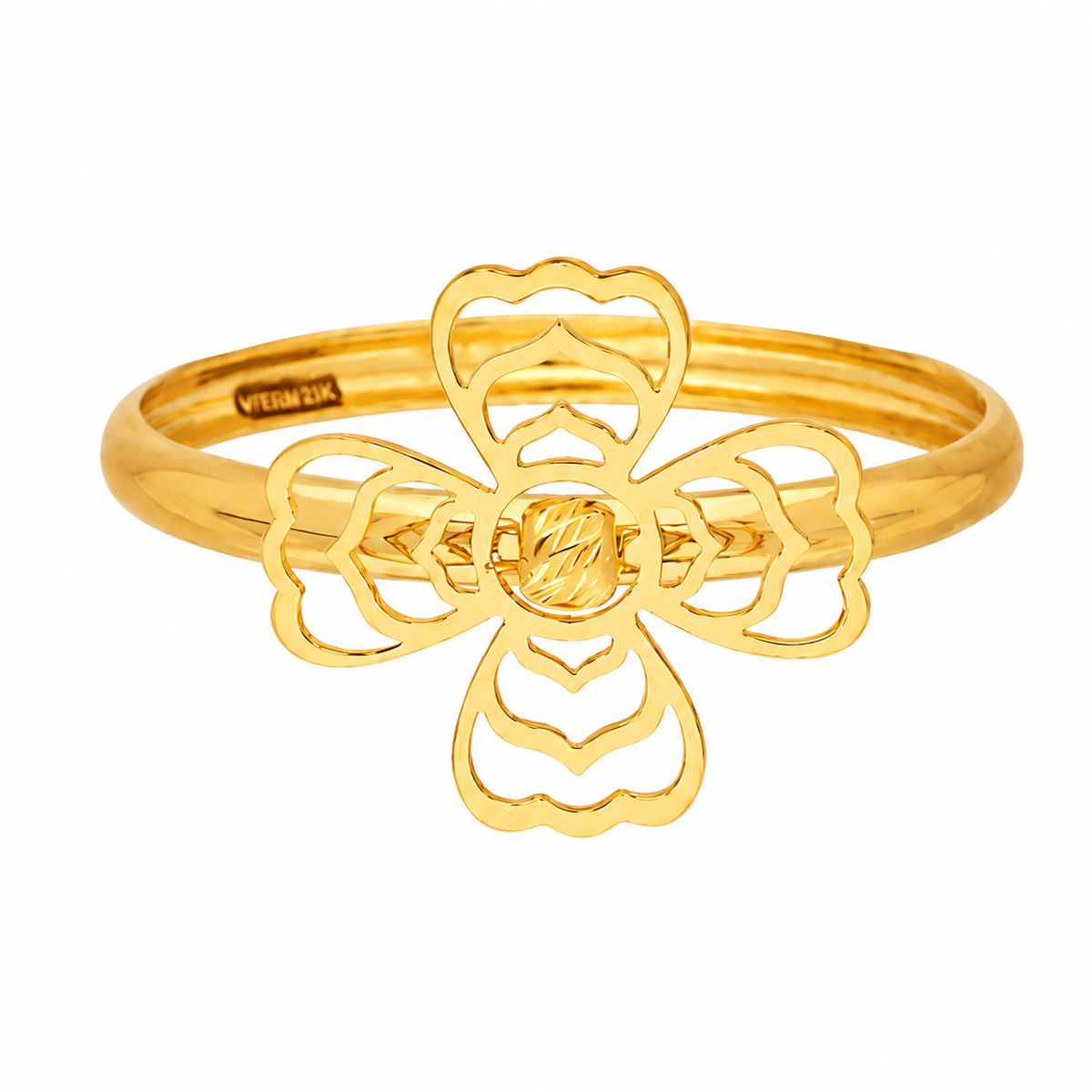 Gold Flower Design Ring 21KT - FKJRN21KM12226