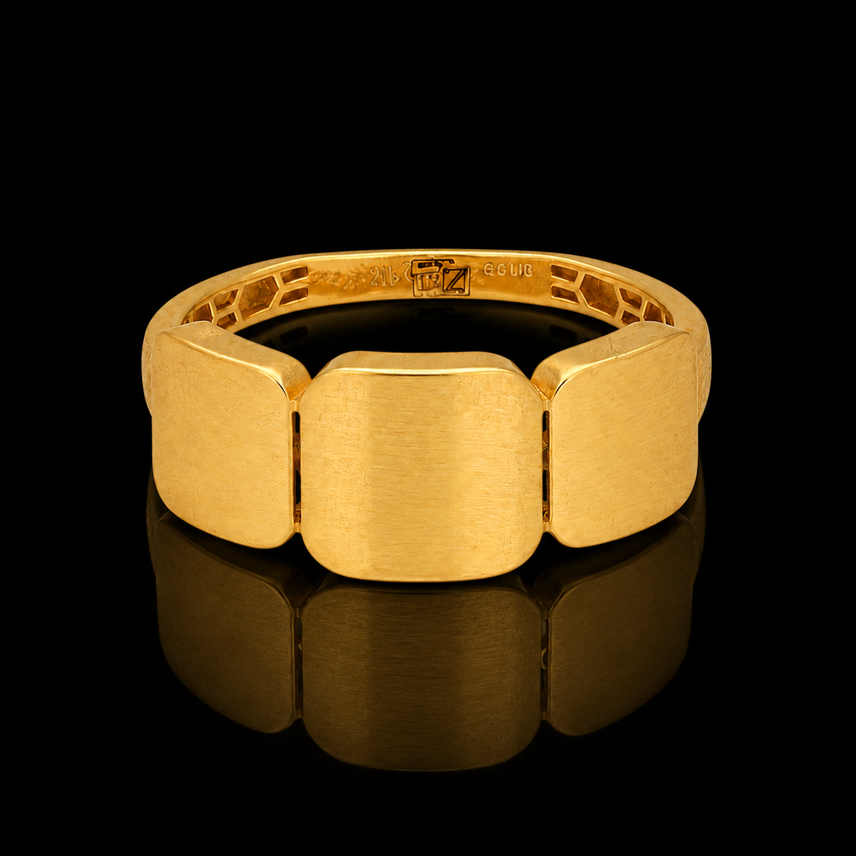 Gold Contemporary Bold Design Ring 21KT - FKJRN21KM12227