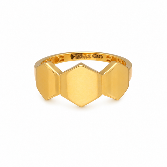 Gold Contemporary Bold Design Ring 21KT - FKJRN21KM12228