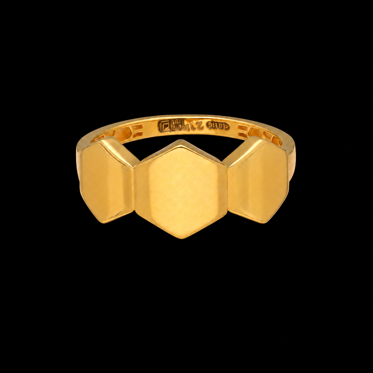 Gold Contemporary Bold Design Ring 21KT - FKJRN21KM12228
