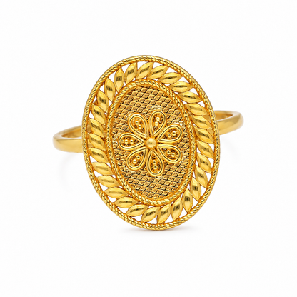 Gold Oval Filigree Statement Ring 21KT - FKJRN21KM12229