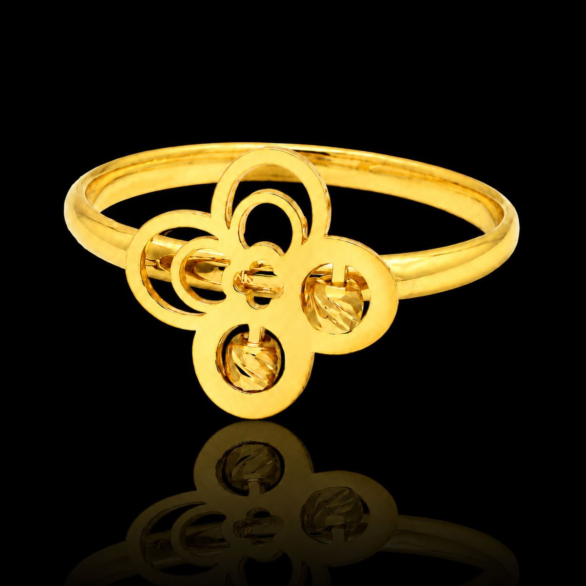 Gold Ethereal Blossom Ring 21KT - FKJRN21KM12230