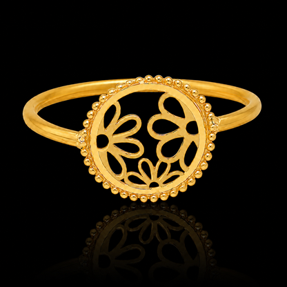 Gold Delicate Floral Pattern Ring 21KT - FKJRN21KM12231