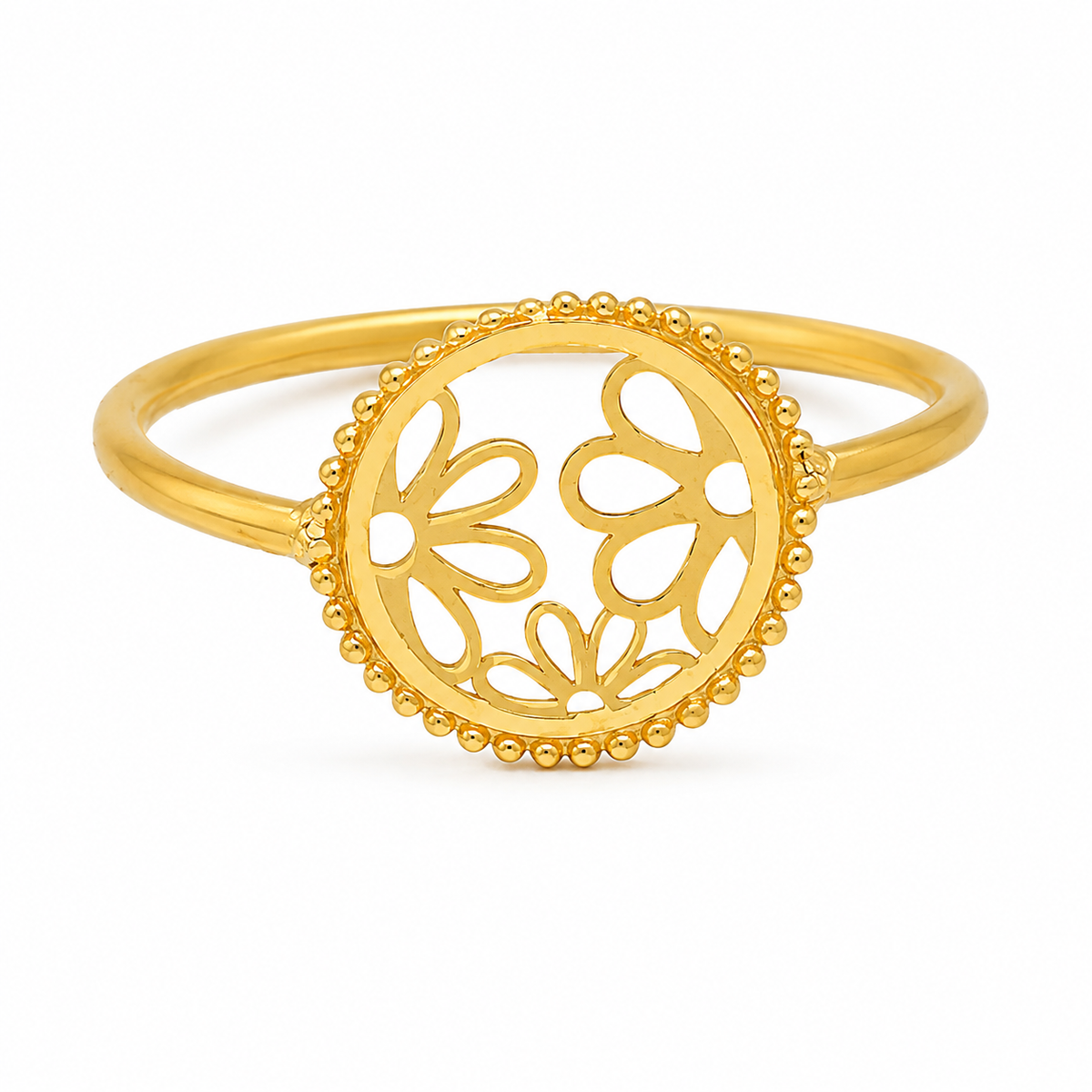 Gold Delicate Floral Pattern Ring 21KT - FKJRN21KM12231
