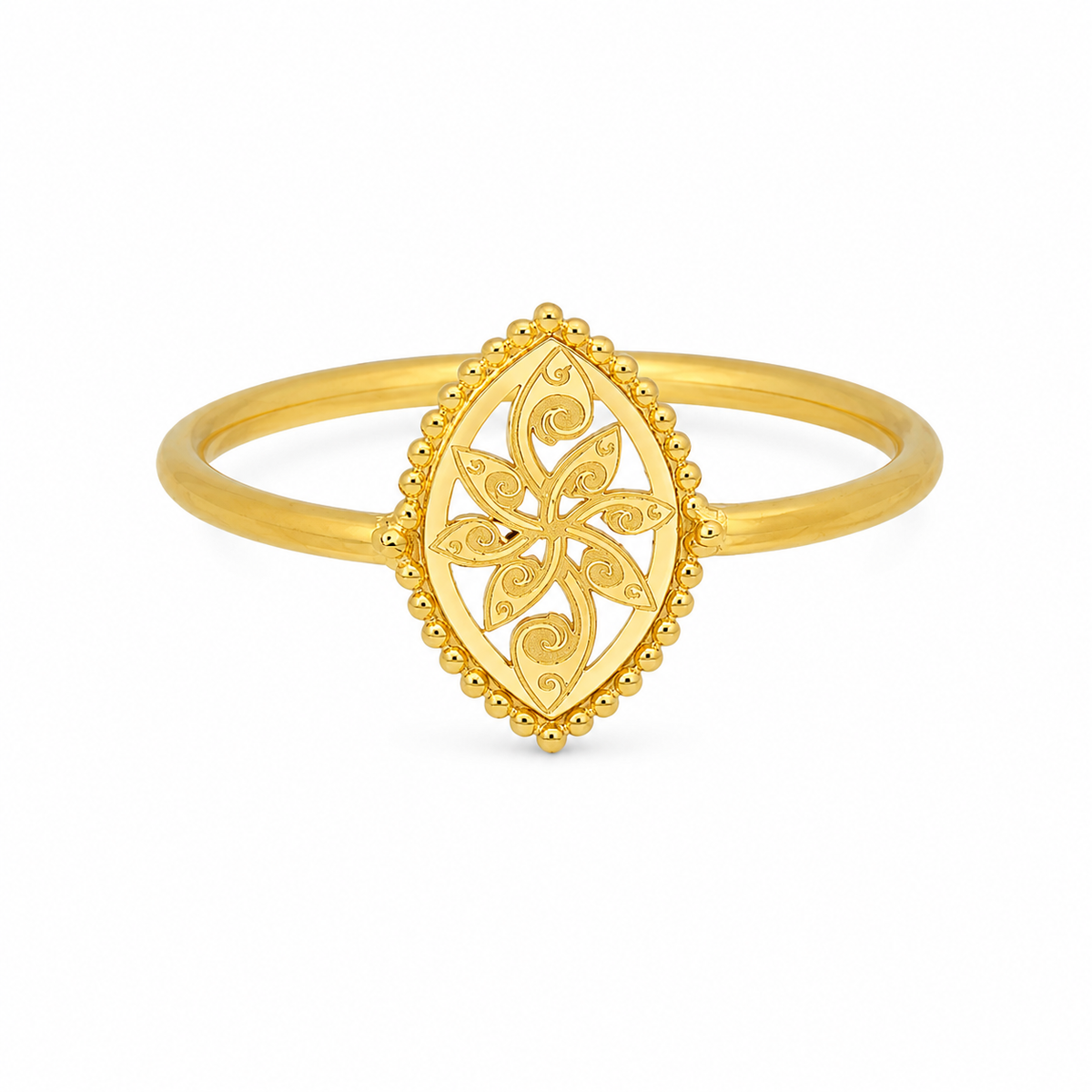 Gold Delicate Floral Pattern Ring 21KT - FKJRN21KM12232