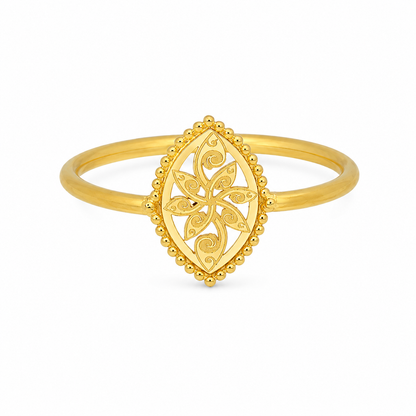 Gold Delicate Floral Pattern Ring 21KT - FKJRN21KM12232