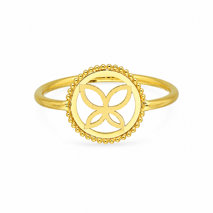 Gold Delicate Butterfly Pattern Ring 21KT - FKJRN21KM12233