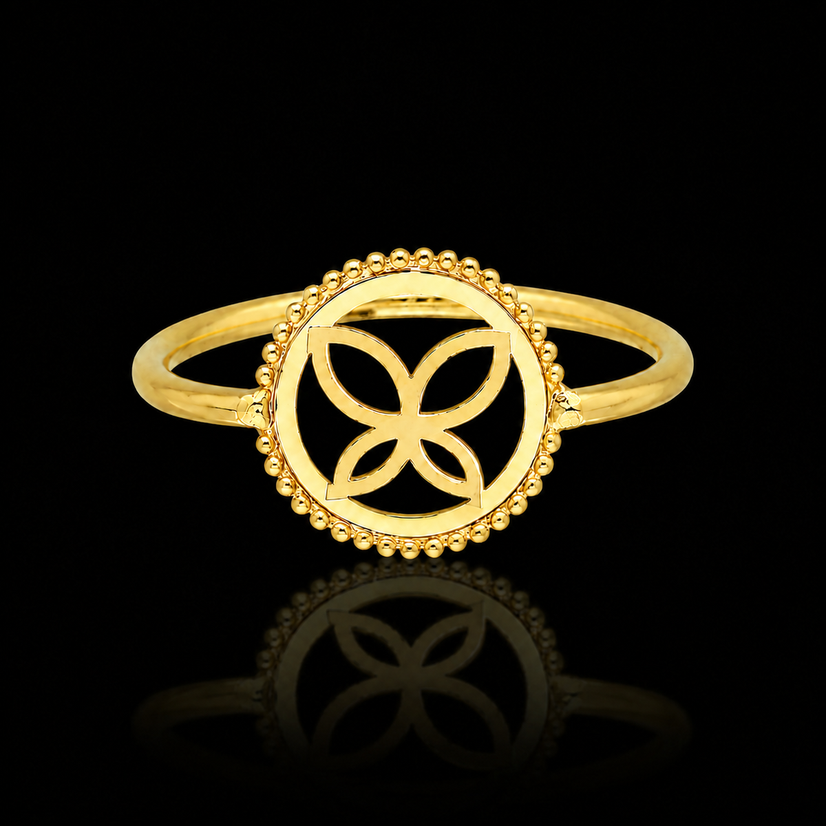 Gold Delicate Butterfly Pattern Ring 21KT - FKJRN21KM12233