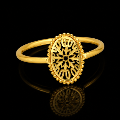 Gold Delicate Floral Pattern Ring 21KT - FKJRN21KM12234