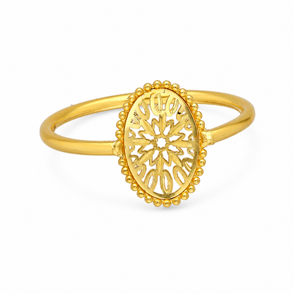 Gold Delicate Floral Pattern Ring 21KT - FKJRN21KM12234