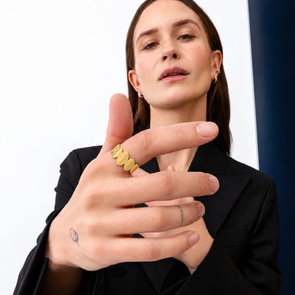 Gold Contemporary Bold Design Ring 21KT - FKJRN21KM12236