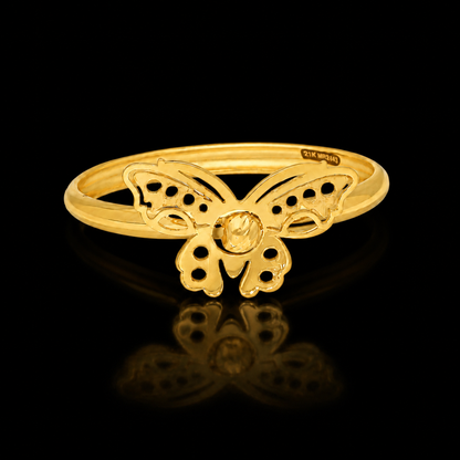 Gold Delicate Butterfly Shaped Ring 21KT - FKJRN21KM12238