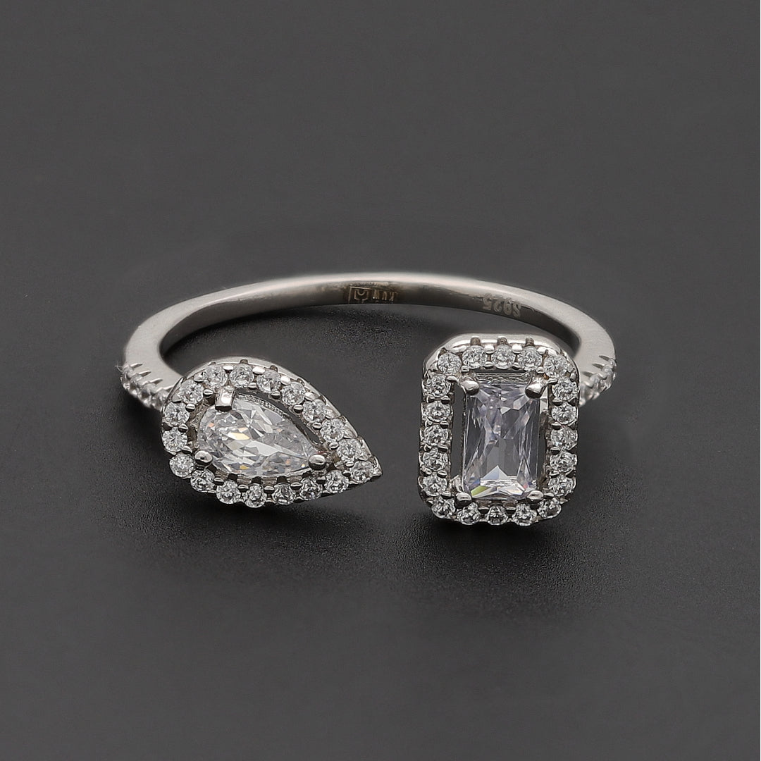 Sterling Silver 925 Dual Halo Ring - FKJRNSL10711