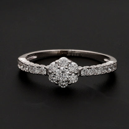 Sterling Silver 925 Cluster Flower Ring - FKJRNSL10714