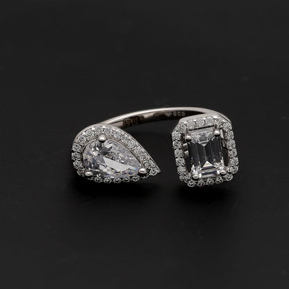 Sterling Silver 925 Gem Duo Ring - FKJRNSL10721