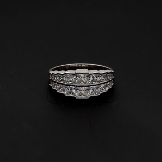 Sterling Silver 925 Princess Diamond Ring - FKJRNSL10723