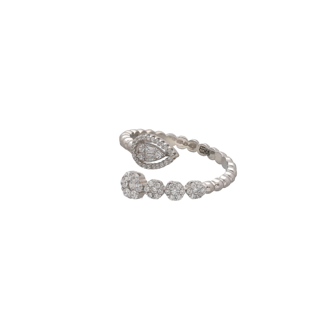 Sterling Silver 925 Dewdrop Diamond Ring - FKJRNSL10725