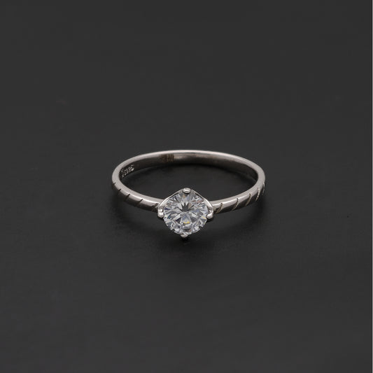 Sterling Silver 925 Aurora Solitaire Ring - FKJRNSL10732