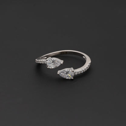 Sterling Silver 925 Pear Open Ring - FKJRNSL10736