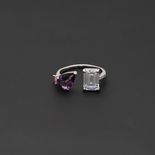 Sterling Silver 925 Two-Tone Open Ring - FKJRNSL10737