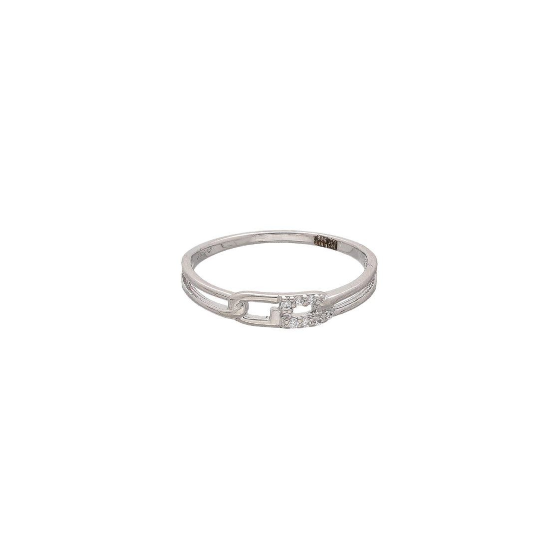 Sterling Silver 925 Link Diamond Ring - FKJRNSL10739