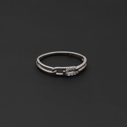 Sterling Silver 925 Link Diamond Ring - FKJRNSL10739