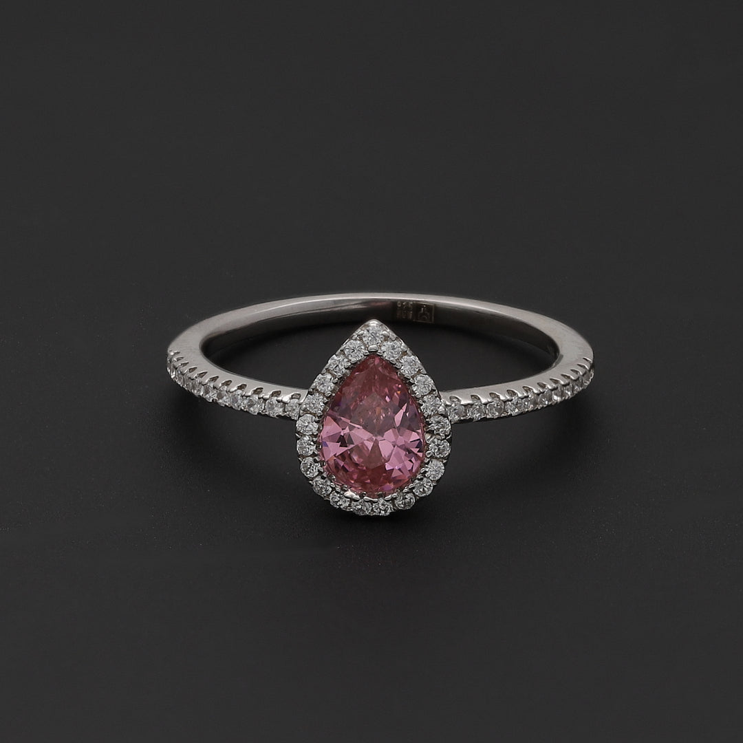 Sterling Silver 925 Halo Pink Ring - FKJRNSL10740