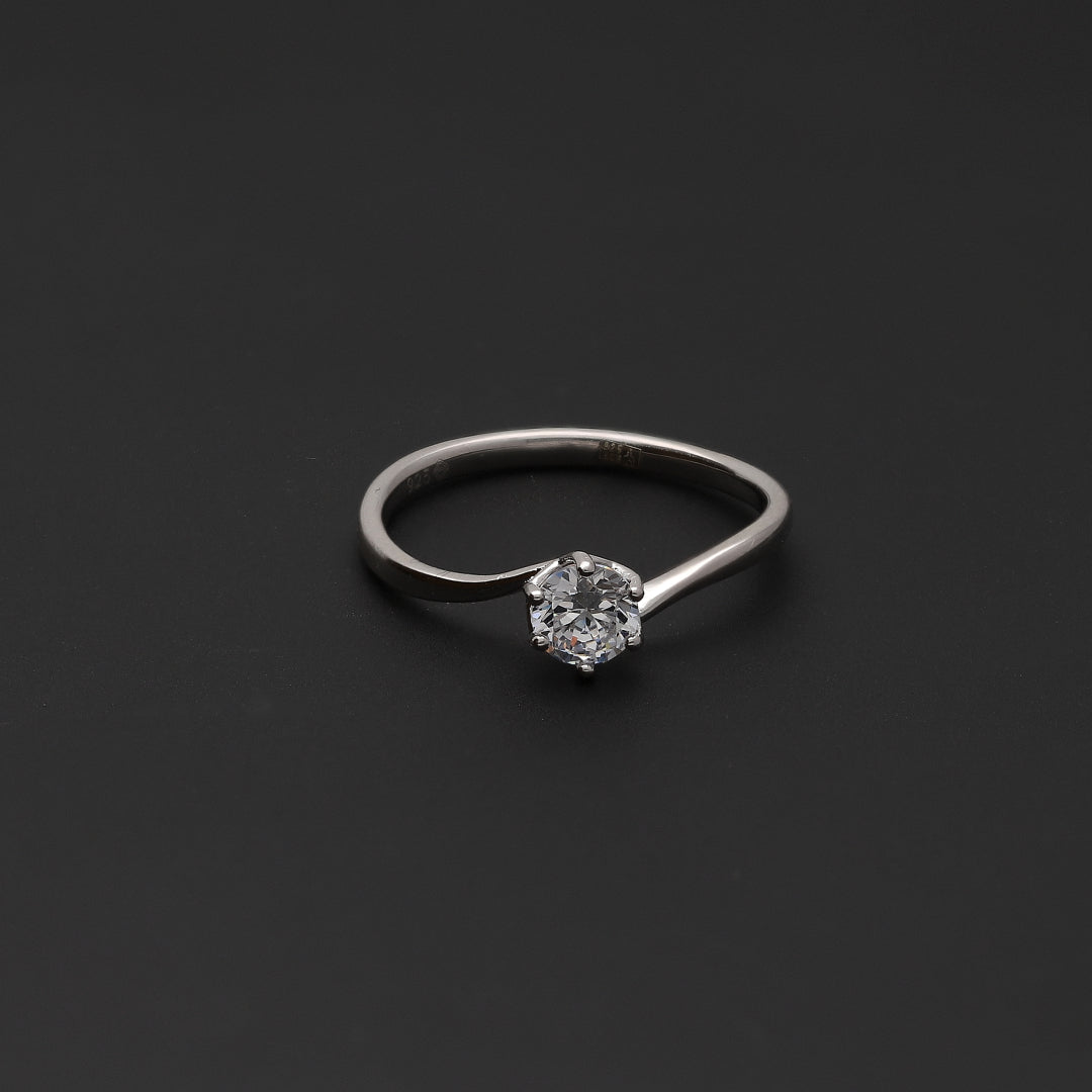 Sterling Silver 925 Classic Solitaire Ring - FKJRNSL10741