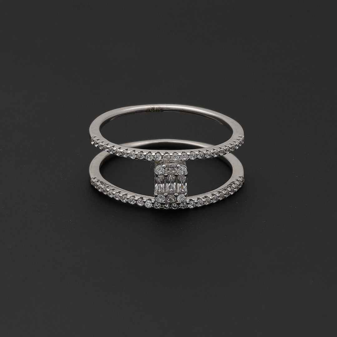 Sterling Silver 925 Halo Baguette Ring - FKJRNSL10742