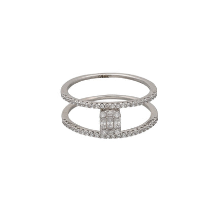 Sterling Silver 925 Halo Baguette Ring - FKJRNSL10742