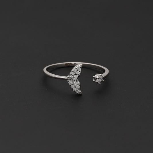 Sterling Silver 925 Marine Tail Open Ring - FKJRNSL10743