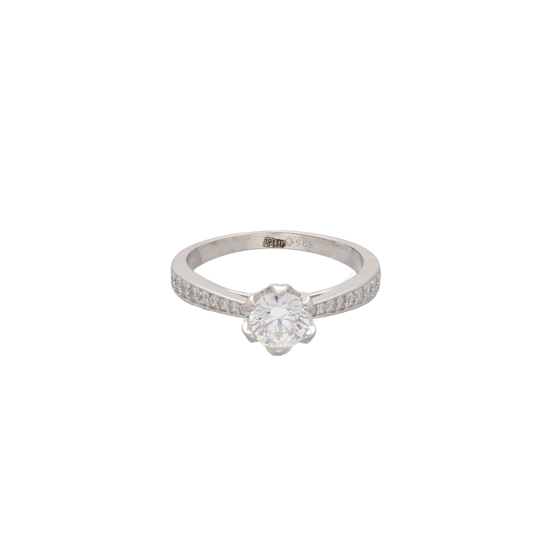 Sterling Silver 925 Bloom Solitaire Ring - FKJRNSL10747