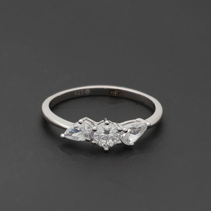 Sterling Silver 925 Trio Spark Ring - FKJRNSL10748