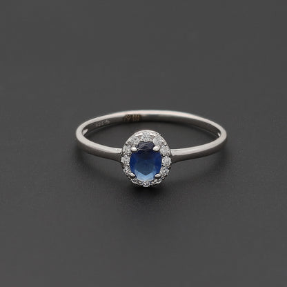 Sterling Silver 925 Blue Halo Ring - FKJRNSL10749