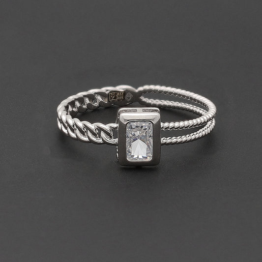 Sterling Silver 925 Luxe Edge Ring - FKJRNSL10751