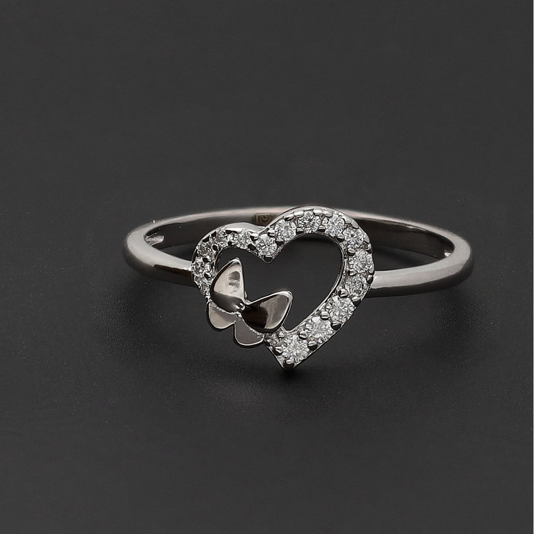 Sterling Silver 925 Flutter Heart Ring - FKJRNSL10752