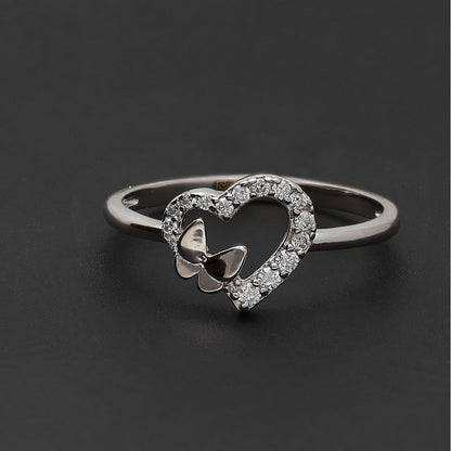 Sterling Silver 925 Flutter Heart Ring - FKJRNSL10752