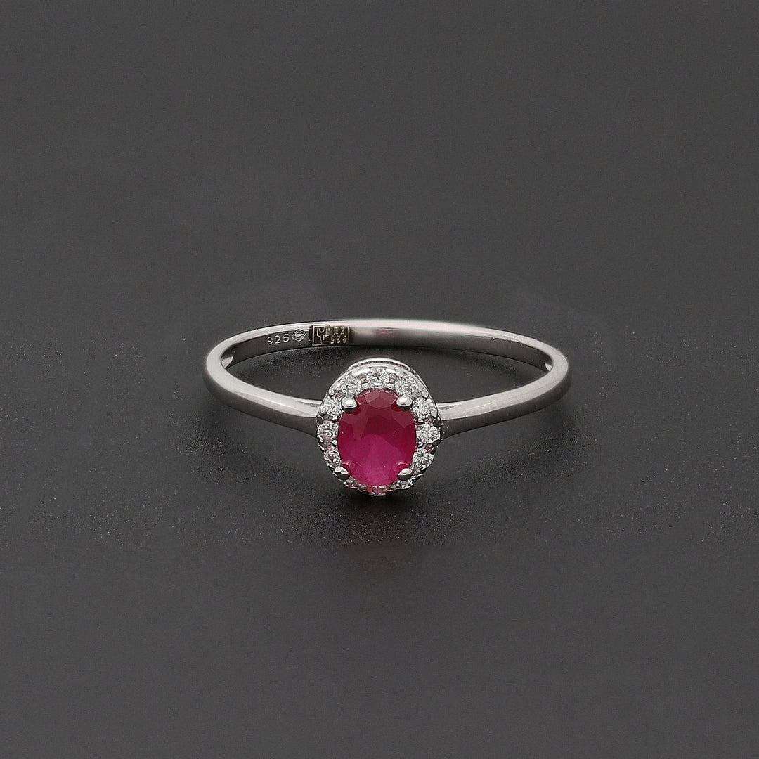 Sterling Silver 925 Ruby Bloom Ring - FKJRNSL10753
