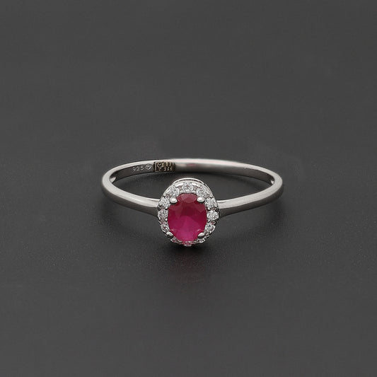 Sterling Silver 925 Ruby Bloom Ring - FKJRNSL10753