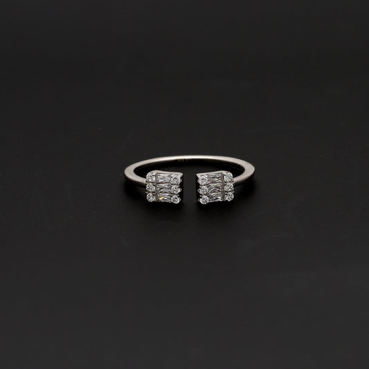 Sterling Silver 925 Square End Ring - FKJRNSL10761