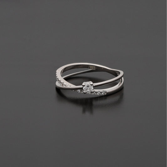 Sterling Silver 925 Criss Cross Ring - FKJRNSL10763