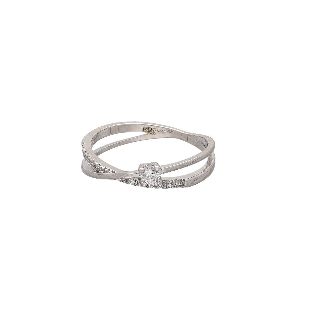Sterling Silver 925 Criss Cross Ring - FKJRNSL10763