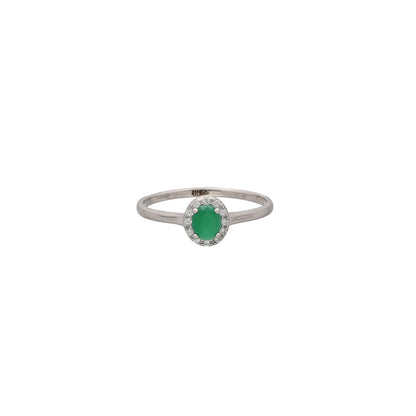 Sterling Silver 925 Oval Green Ring - FKJRNSL10764