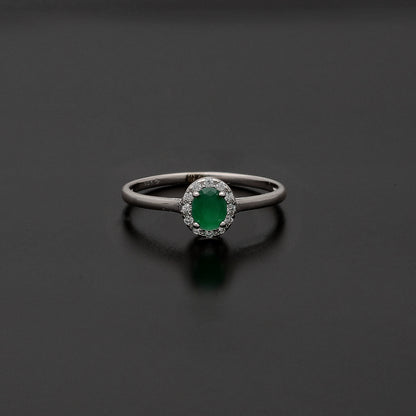 Sterling Silver 925 Oval Green Ring - FKJRNSL10764